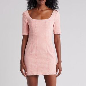 Faded pink denim scoop neck mini Dress Size L
